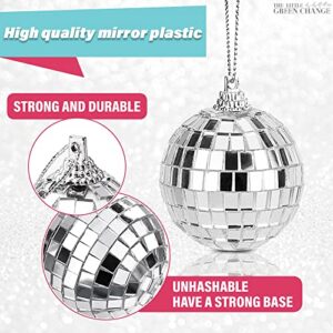 24Pcs Mini Disco Ball Party Decorations - Silver Mini Plastic Ornaments Small Disco Balls Valentines Tree Decorations for Wedding - 2" for Disco Party Decorations Holiday Tree Wedding Party Festival