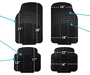 FH Group Automotive Floor Mats - Heavy-Duty Rubber Floor Mats for Cars, Universal Fit Full Set, ClimaProof Floor Mats, Trimmable Floor Mats For Most Sedan, SUV, Truck Floor Mats Black