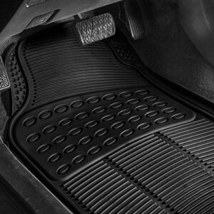 FH Group Automotive Floor Mats - Heavy-Duty Rubber Floor Mats for Cars, Universal Fit Full Set, ClimaProof Floor Mats, Trimmable Floor Mats For Most Sedan, SUV, Truck Floor Mats Black