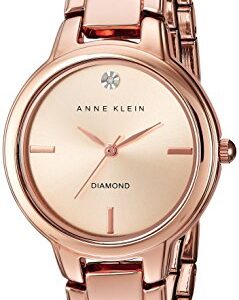 Anne Klein Women's AK/2626RGRG Diamond-Accented Dial Rose Gold-Tone Open Bangle Watch