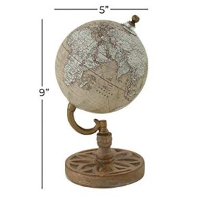 Deco 79 Wood Globe, 5" x 5" x 9", Beige