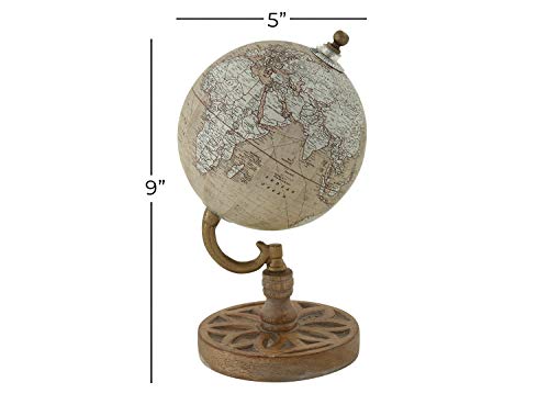 Deco 79 Wood Globe, 5" x 5" x 9", Beige