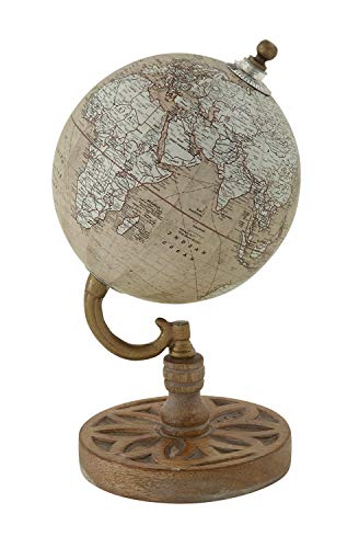 Deco 79 Wood Globe, 5" x 5" x 9", Beige