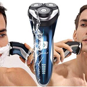 SweetLF Electric Razor for Men IPX7 Waterproof Electric Shavers Wet & Dry Use Rechargeable Shavers for Men（Quiet, Charge Time: 1 Hour, Use Time 120 min,2 Years Warranty),Blue