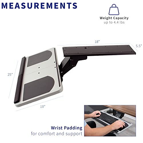 VIVO Adjustable Computer Keyboard and Mouse Platform Tray, Ergonomic Under Table Desk Mount Drawer, MOUNT-KB01