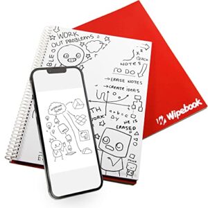 wipebook reusable notebook - dry erase notebook available in blank, ruled or graph | dry erase notepad paper for meeting, business, office, home | mini dry erase board | blank