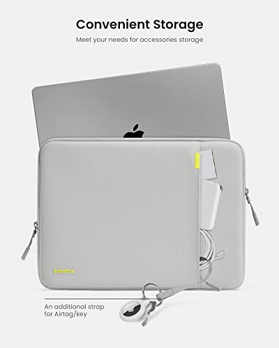 tomtoc 360° Protective Laptop Sleeve for 16 Inch MacBook Pro M1 Pro/Max A2485 A2141 2021-2019, Ultrabook Notebook Bag Case with Accessory Pocket, Shockproof, Water-Resistant, Lightweight, Gray