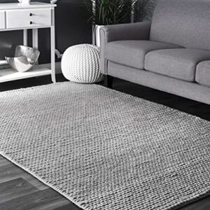 nuloom penelope braided wool area rug, 4x6, light grey