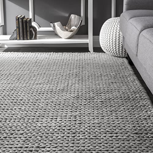 nuLOOM Penelope Braided Wool Area Rug, 4x6, Light Grey