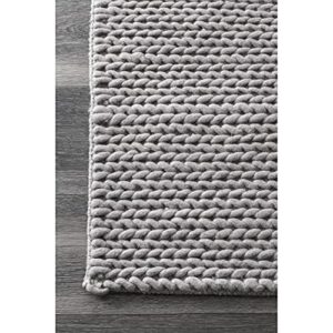 nuLOOM Penelope Braided Wool Area Rug, 4x6, Light Grey