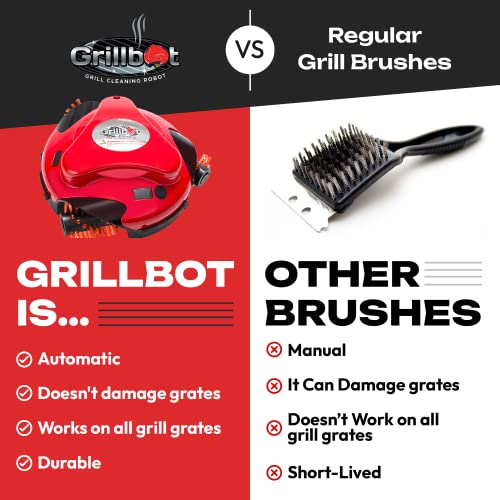 Grillbot Automatic Grill Cleaning Robot (Red, Grillbot Bundle)