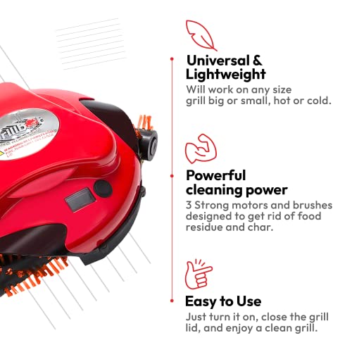 Grillbot Automatic Grill Cleaning Robot (Red, Grillbot Bundle)