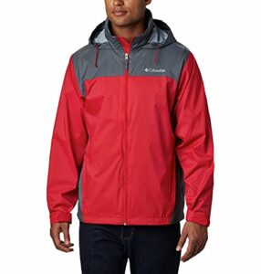 columbia men's glennaker lake rain jacket, mountain red/graphite, large