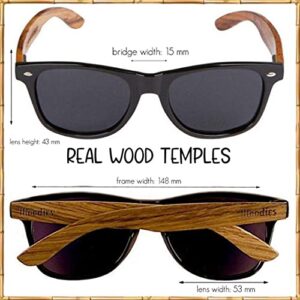 Woodies Walnut Wood Sunglasses with Dark Polarized Lenses for Men and Women | 100% UVA/UVB Ray Protection