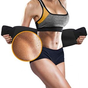perfotek waist trimmer belt for women waist trainer sauna belt tummy toner low back and lumbar support with sauna suit effect (large black)