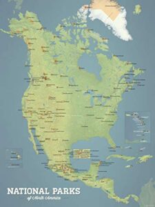 north america national parks map 18x24 poster (natural earth)
