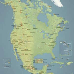 North America National Parks Map 18x24 Poster (Natural Earth)