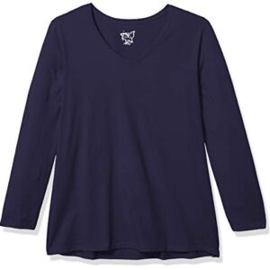 Just My Size Women's Plus Size Vneck Long Sleeve Tee, Hanes Navy, 4X