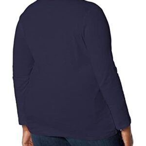 Just My Size Women's Plus Size Vneck Long Sleeve Tee, Hanes Navy, 4X