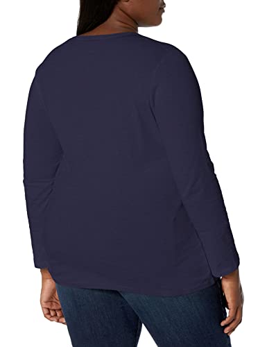 Just My Size Women's Plus Size Vneck Long Sleeve Tee, Hanes Navy, 4X