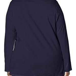 Just My Size Women's Plus Size Vneck Long Sleeve Tee, Hanes Navy, 4X