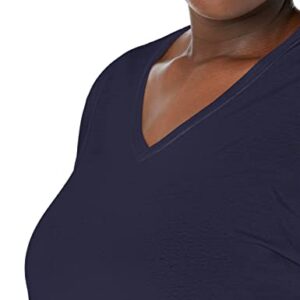 Just My Size Women's Plus Size Vneck Long Sleeve Tee, Hanes Navy, 4X