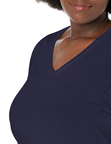 Just My Size Women's Plus Size Vneck Long Sleeve Tee, Hanes Navy, 4X