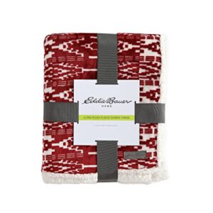 Eddie Bauer Ultra-Plush Collection Throw Blanket-Reversible Sherpa Fleece Cover, Soft & Cozy, Perfect for Bed or Couch, San Juan Red Clay