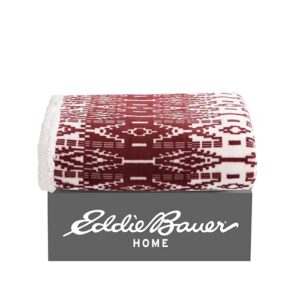 eddie bauer ultra-plush collection throw blanket-reversible sherpa fleece cover, soft & cozy, perfect for bed or couch, san juan red clay