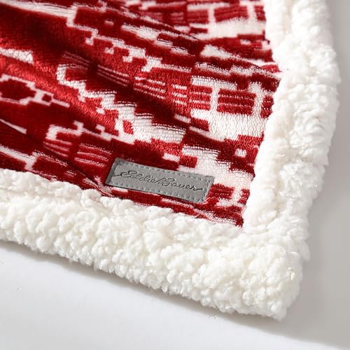 Eddie Bauer Ultra-Plush Collection Throw Blanket-Reversible Sherpa Fleece Cover, Soft & Cozy, Perfect for Bed or Couch, San Juan Red Clay