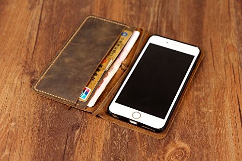 Personalized leather iPhone 11 Pro Max wallet Case/Vintage distressed genuine leather iPhone X XR XS Max Wallet case - IP005WS