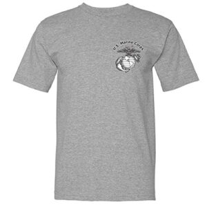 eMarinepx Parris Island Crew Neck Tshirt Grey. Made in USA. Officially Licensed with The United States Marine Corps