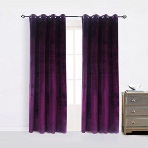 cherry home 52-inch-by-84-inch velvet blackout grommet curtain panel, purple