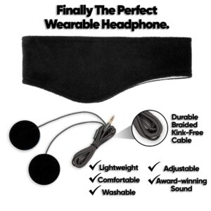 CozyPhones Sleep Headphones - Over Ear Headphones from Ultra Thin Cool Mesh Wired for Side Sleepers, Meditation, Running, Laptop, and Phone - Black Lycra