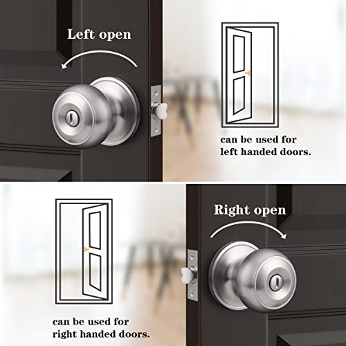 Probrico Colonial Style Privacy Door Knob, Brushed Nickel Bath/Bed Door Lock