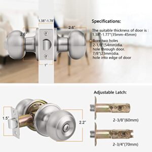 Probrico Colonial Style Privacy Door Knob, Brushed Nickel Bath/Bed Door Lock