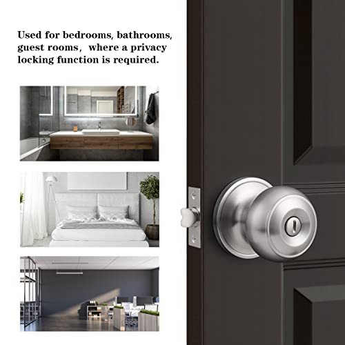 Probrico Colonial Style Privacy Door Knob, Brushed Nickel Bath/Bed Door Lock