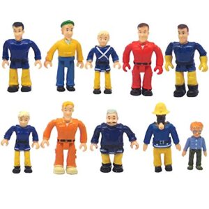 funerica 10-set toy figures of fireman and family people for kids, children, toddlers, boys and girls pretend play. firemen, action party supplies figurines