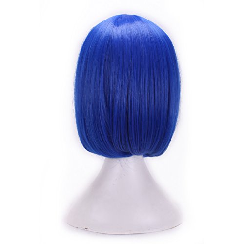 AneShe Short Straight Hair Wig 12 Inches Anime Cosplay Costume Party Wigs (Blue)