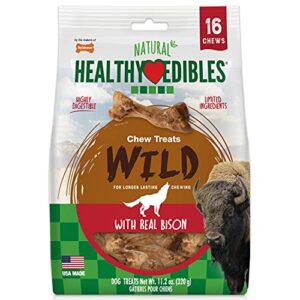 nylabone healthy edibles wild natural long-lasting dog treats - dog bone treats - bison flavor, small (16 count)