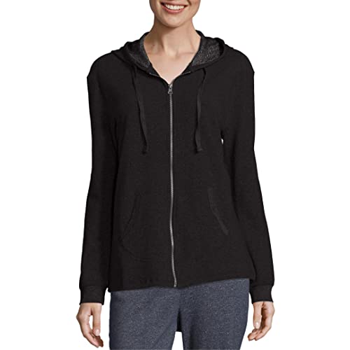 Hanes Women's Sweatshirt, French Terry Full-Zip Hoodie, Women's Hooded Jacket, Women's Zip Hoodie, Ebony