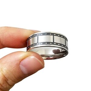 camera ring, silver film strip ring, photographer ring, film ring