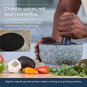 HiCoup Kitchenware 6-Inch Granite Mortar & Pestle Set for Spices, Herbs, Guacamole