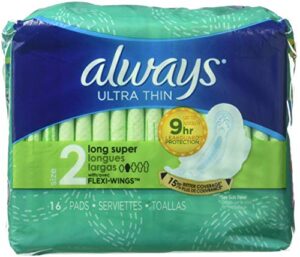 always pads size 2 ultra thin 16 count long super (3 pack)