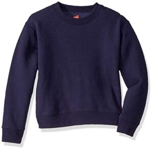 hanes girls' ecosmart fleece sweatshirt, navy, large
