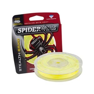 spiderwire stealth® superline, hi-vis yellow, 100lb | 45.3kg, 500yd | 457m braided fishing line, suitable for freshwater and saltwater environments