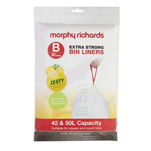 morphy richards custom fit lemon scented bin liners, white, size b, 42/50 litres, pack of 20