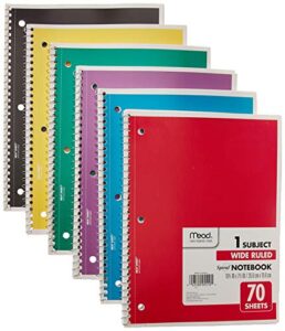 mead spiral notebook, wide ruled, 1 subject, 70 sheets, 24 pack