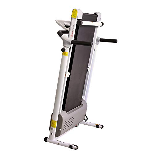 Sunny Health & Fitness SF-T7610 Electric Walking Folding Treadmill with LCD Display and Device Holder, 220 LB Max Weight, White