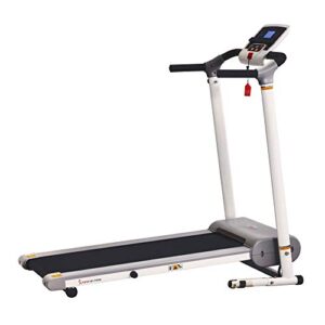 Sunny Health & Fitness SF-T7610 Electric Walking Folding Treadmill with LCD Display and Device Holder, 220 LB Max Weight, White